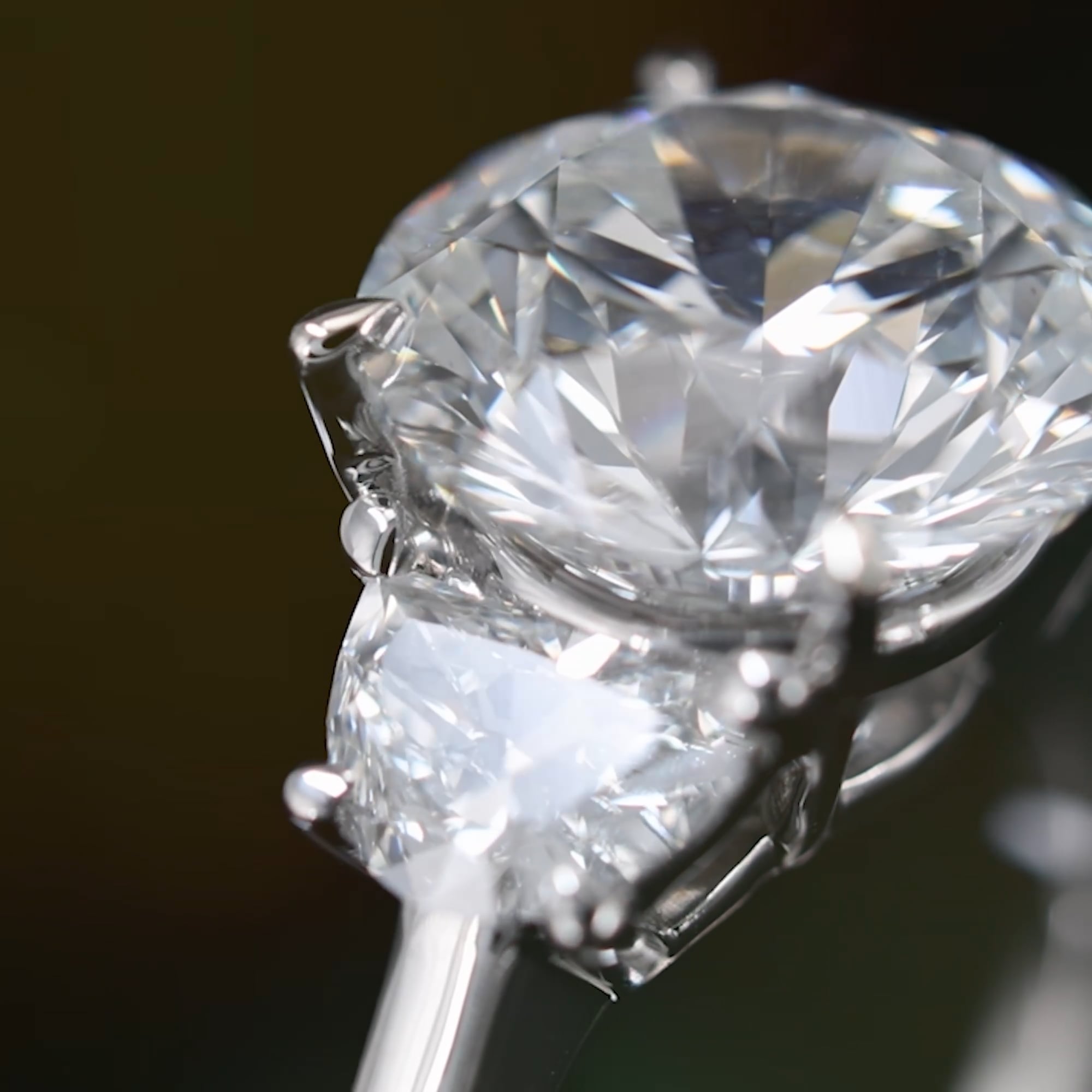 Round Cut Lab Grown Diamond Three-Stone Engagement Ring