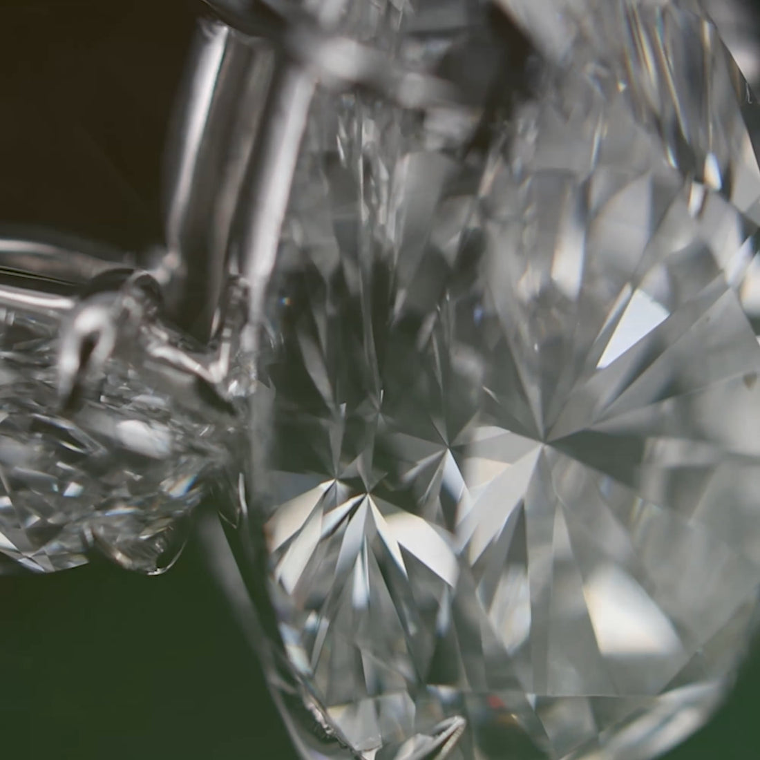 Pear Shape Lab Diamond Three Stone Ring | Half Moon Side Stones