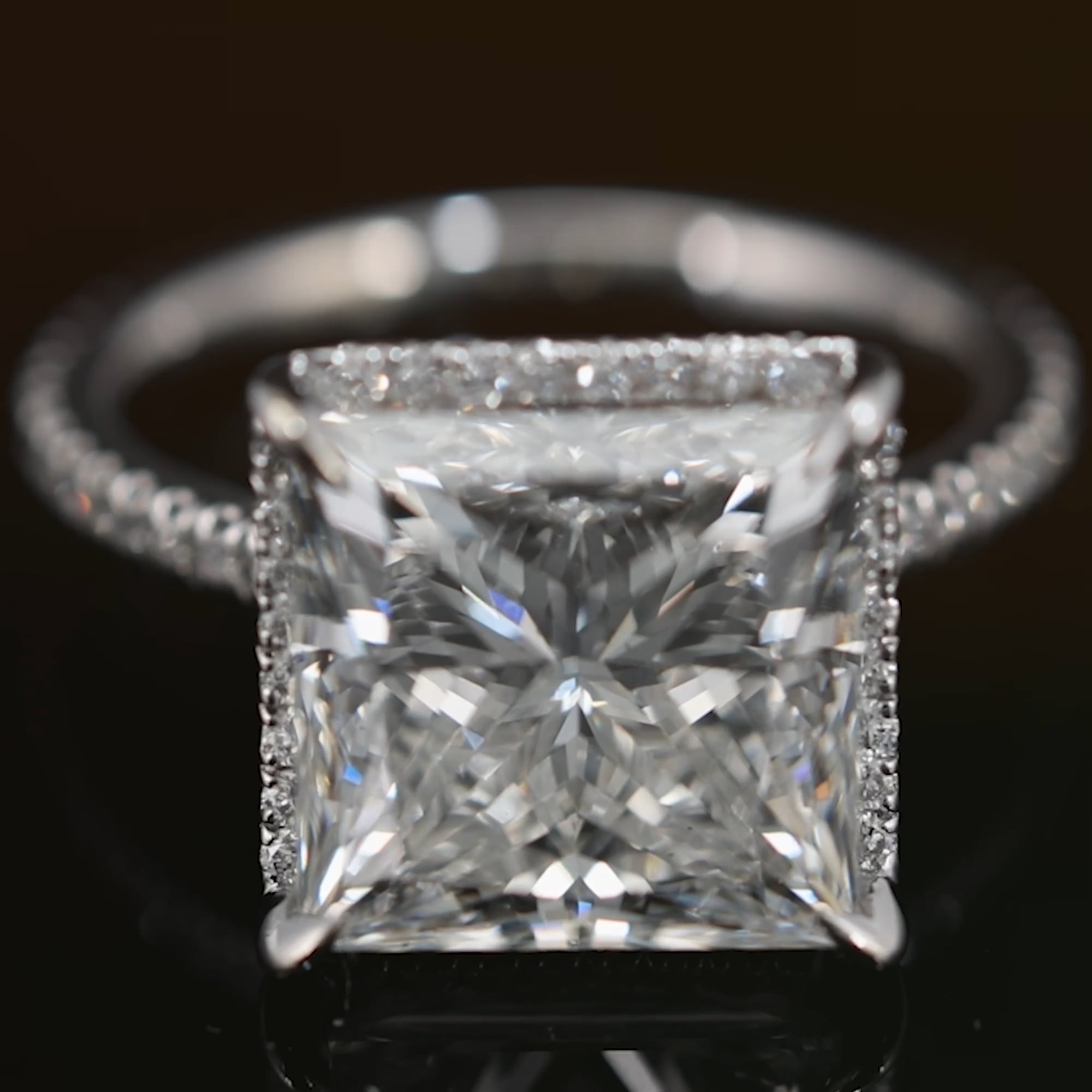 Princess Cut Lab Diamond Halo Engagement Ring