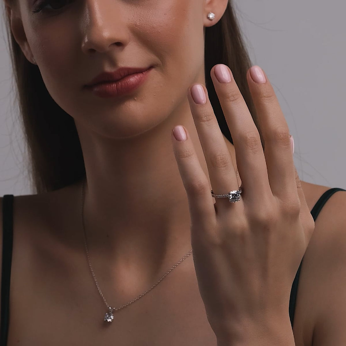 Hidden Halo Pavé Engagement Ring in White Gold with Round Brilliant Center Stone