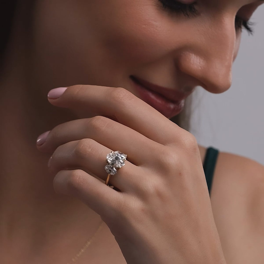 Trivelle Radiant Lab-Grown Diamond Three-Stone Engagement Ring