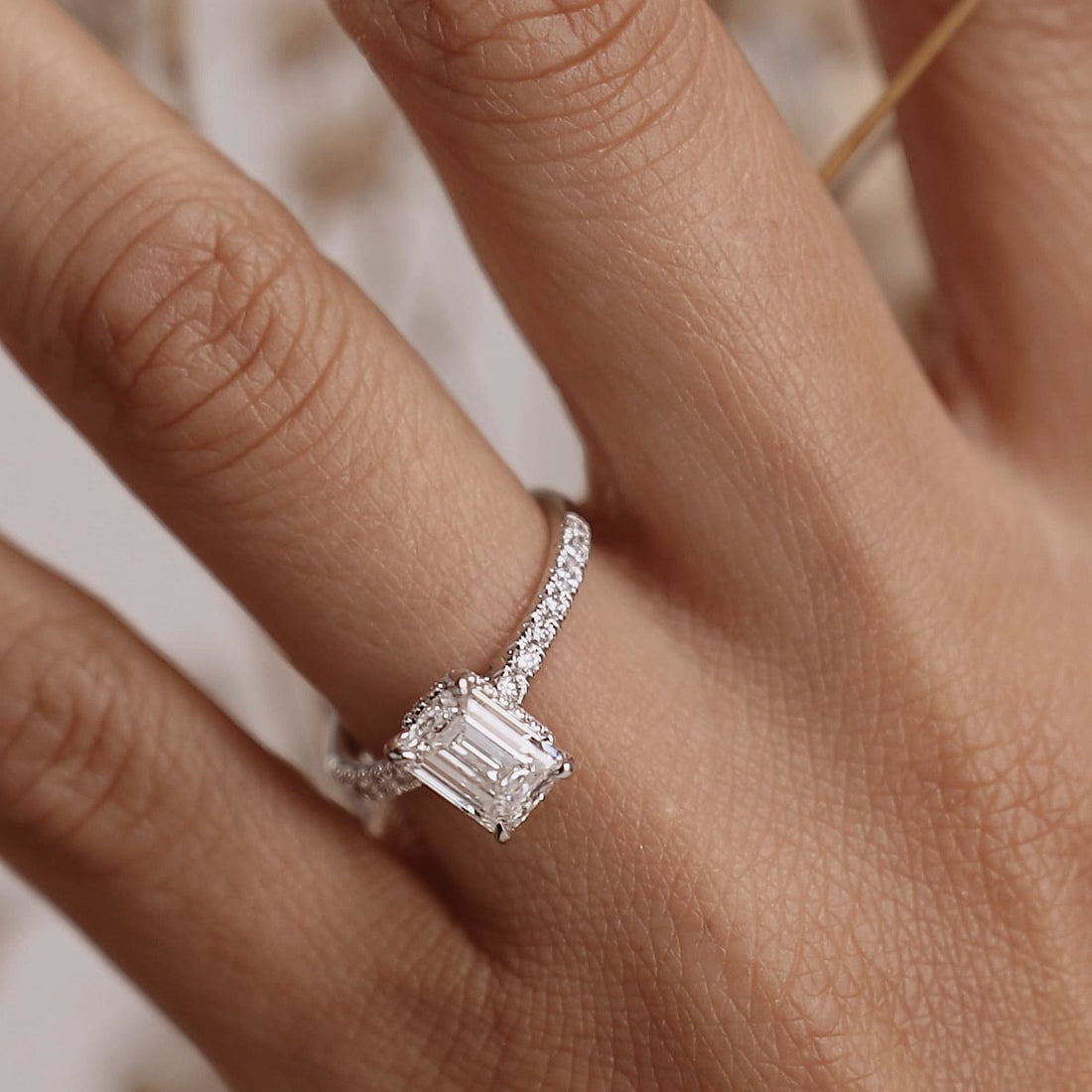 Emerald Cut Lab Diamond Engagement Ring