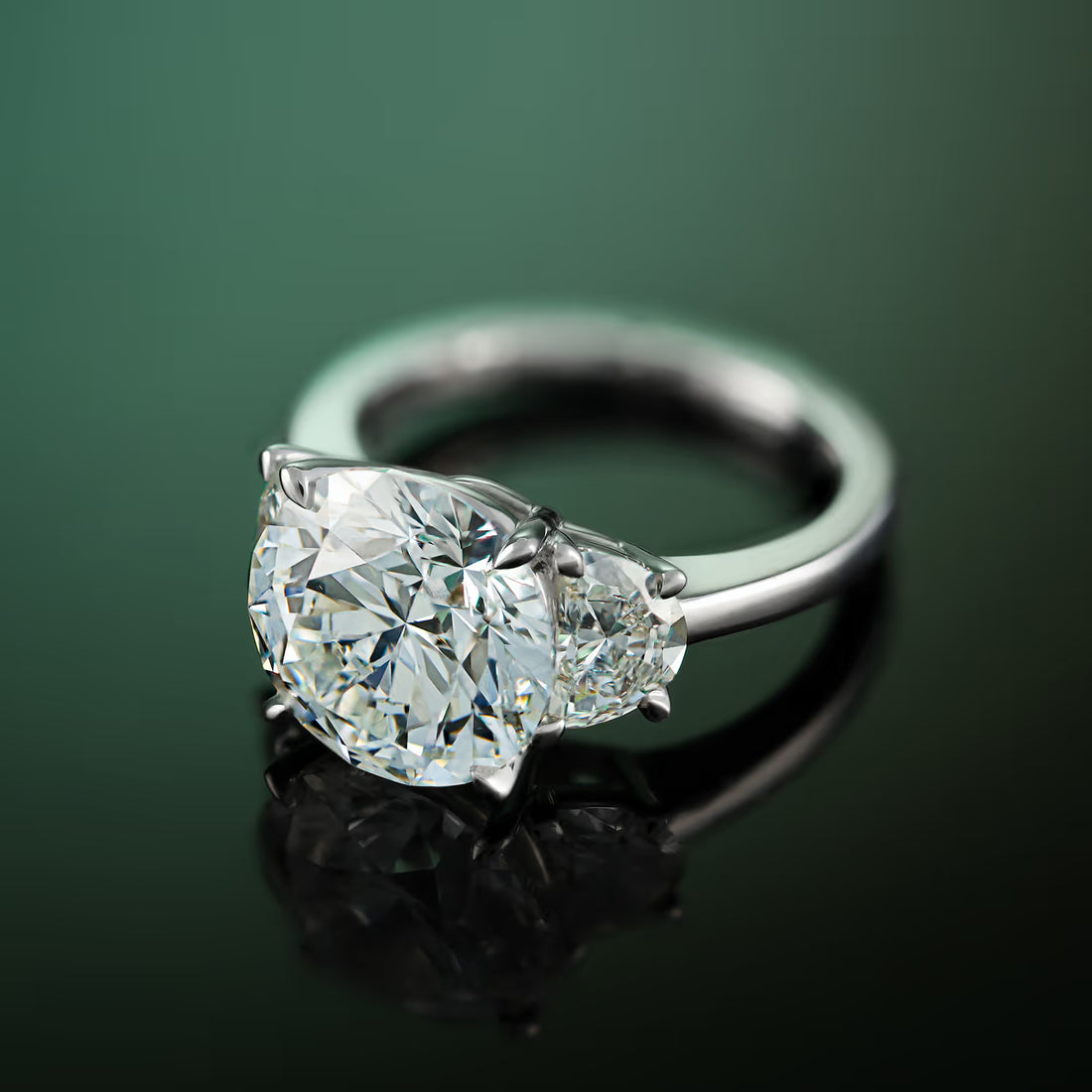 Round Cut Lab Grown Diamond Three-Stone Engagement Ring