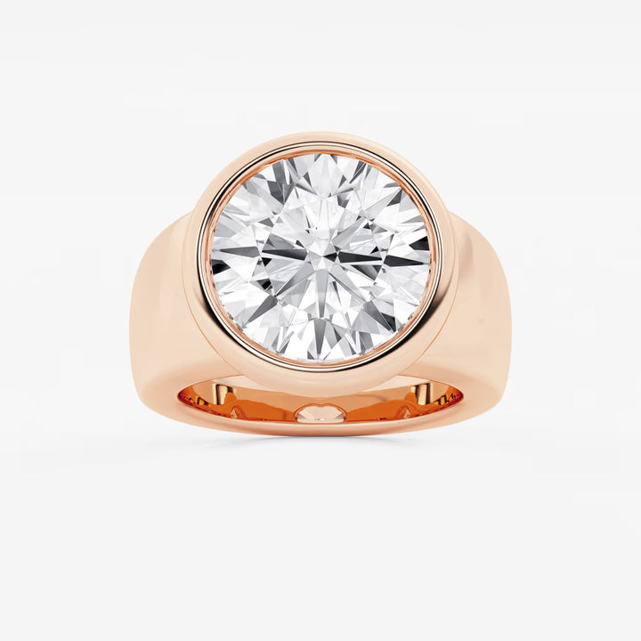 Round Cut Lab Grown Diamond Full Bezel Signet Ring