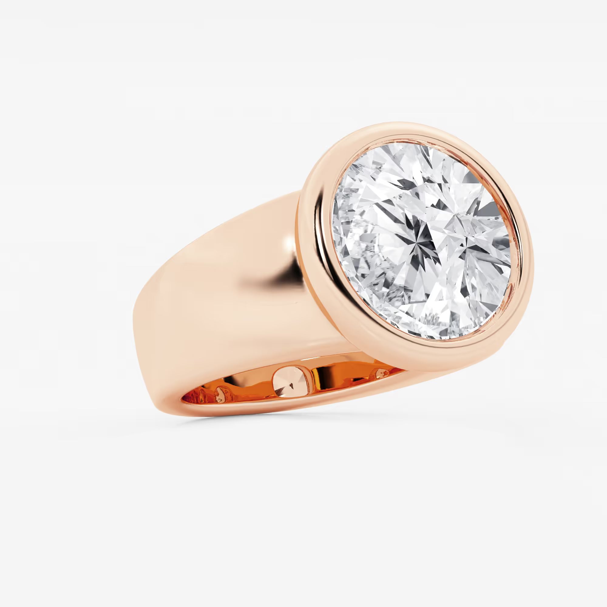 Round Cut Lab Grown Diamond Full Bezel Signet Ring