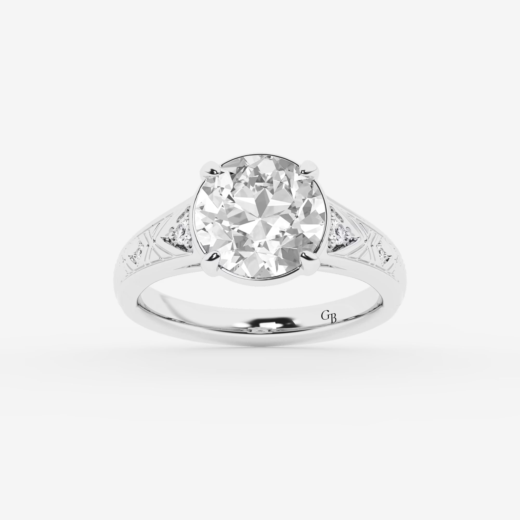 Oval Cut Lab Grown Diamond Art Deco Engagement Ring