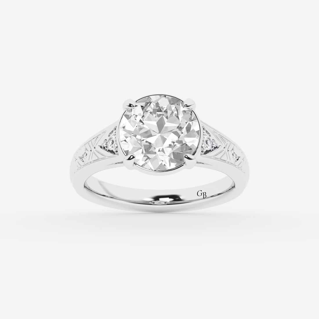 Oval Cut Lab Grown Diamond Art Deco Engagement Ring