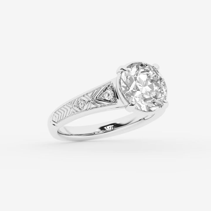Oval Cut Lab Grown Diamond Art Deco Engagement Ring