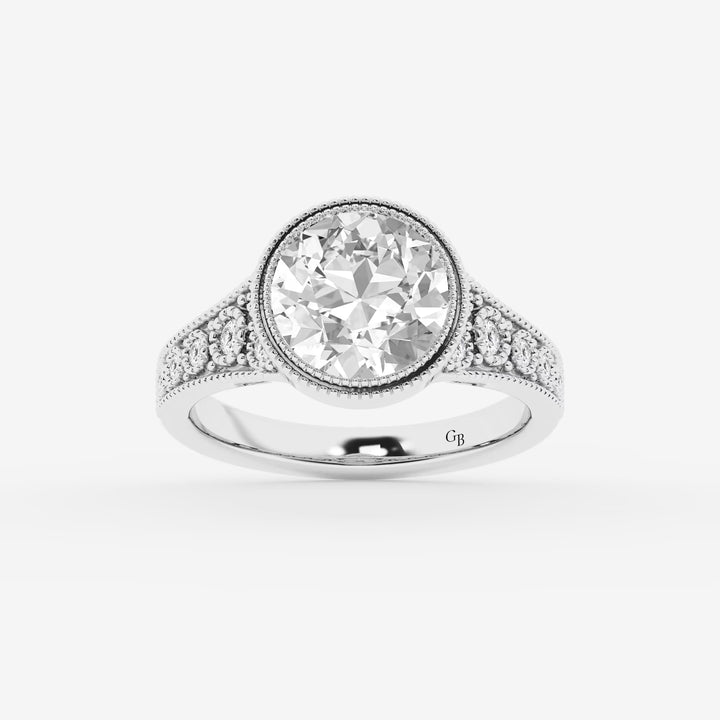 Oval Cut Lab Grown Diamond Vintage Milgrain Bezel Engagement Ring