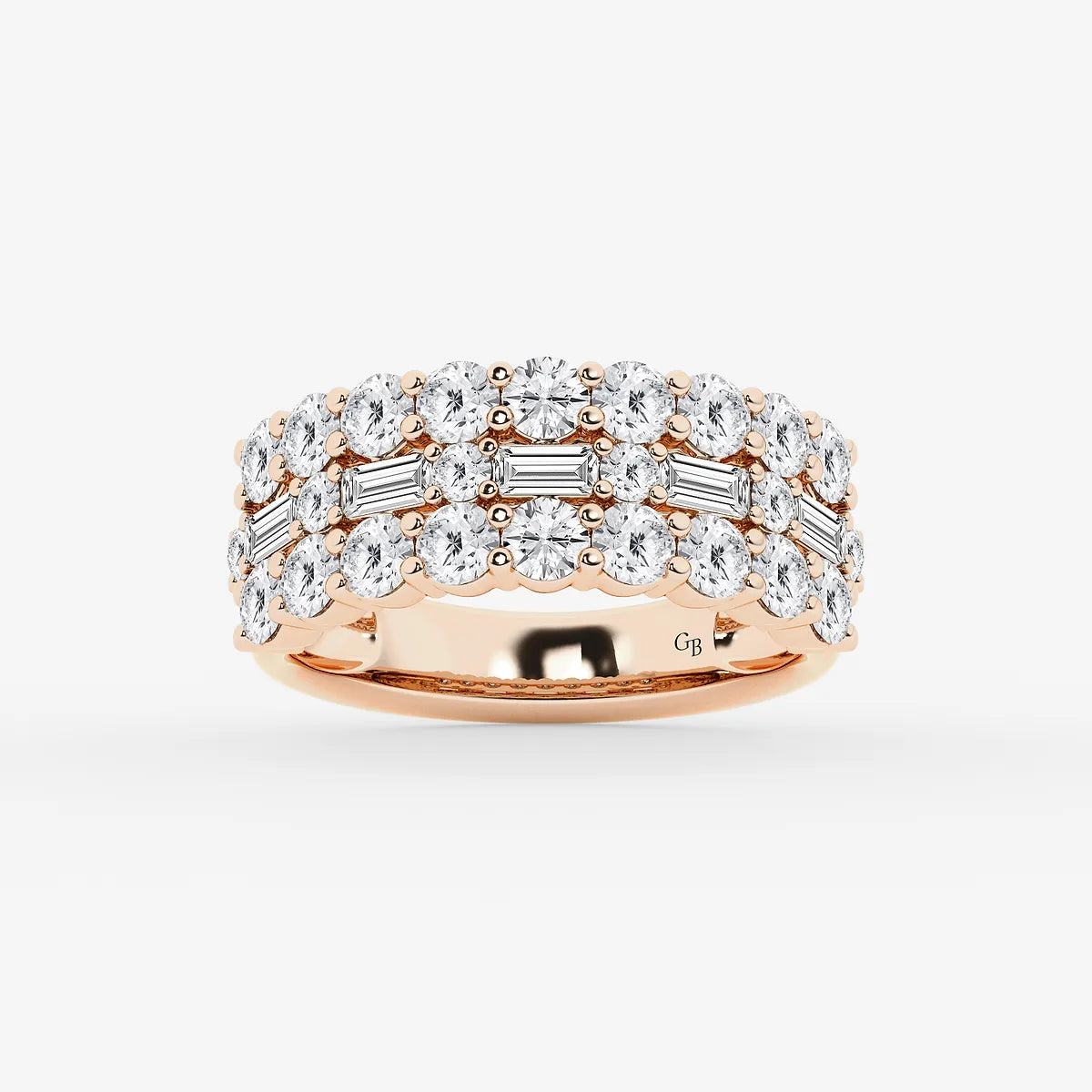 Luxe Layered Diamond Ring with Baguette & Round Stones