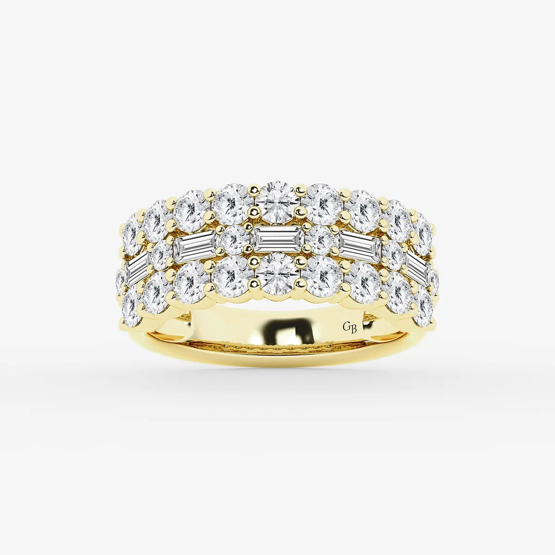 Luxe Layered Diamond Ring with Baguette & Round Stones