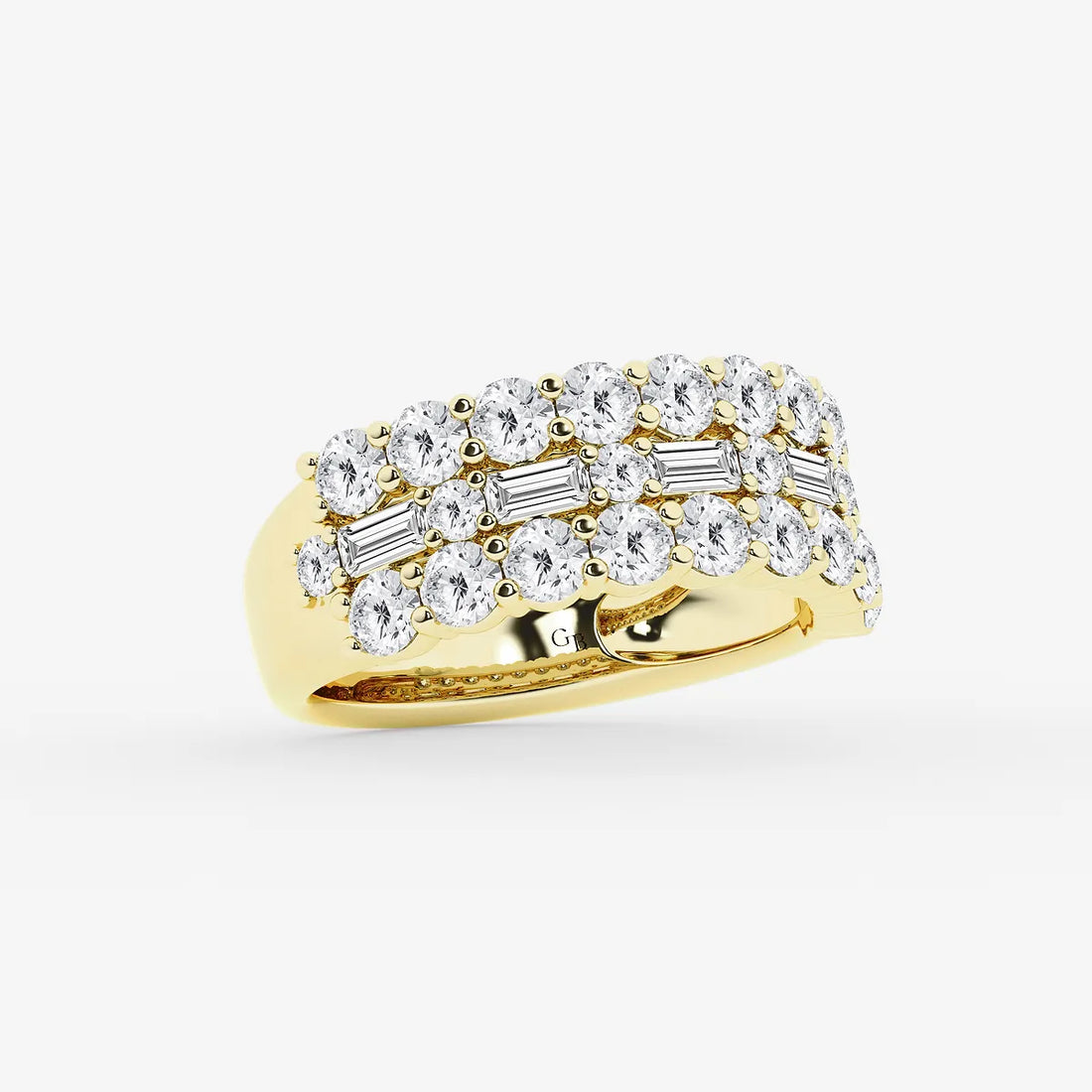 Luxe Layered Diamond Ring with Baguette & Round Stones