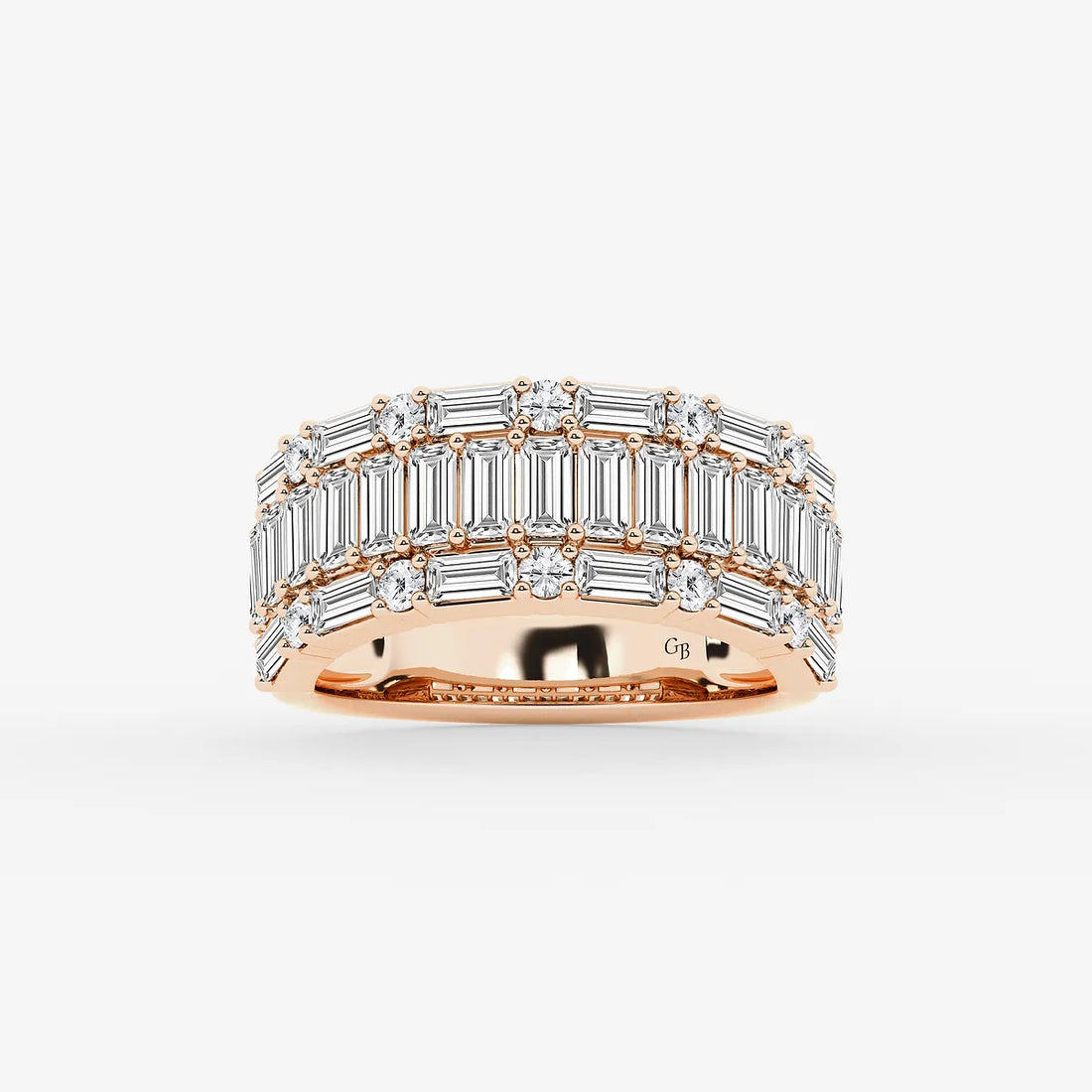 Triora Round & Baguette Lab-Grown Diamond Triple Row Ring