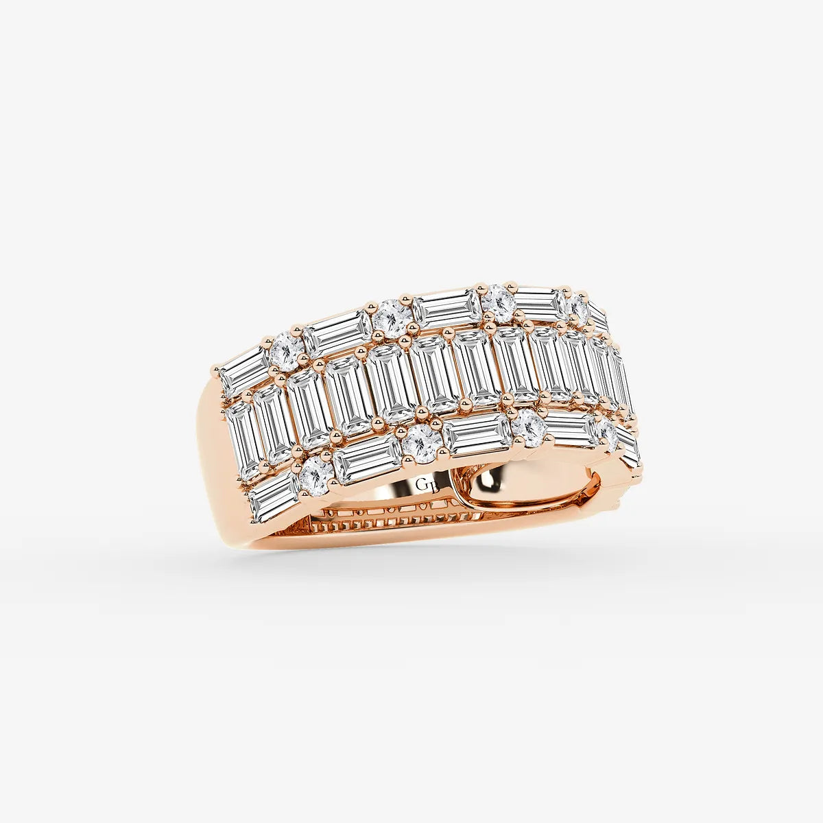 Triora Round & Baguette Lab-Grown Diamond Triple Row Ring