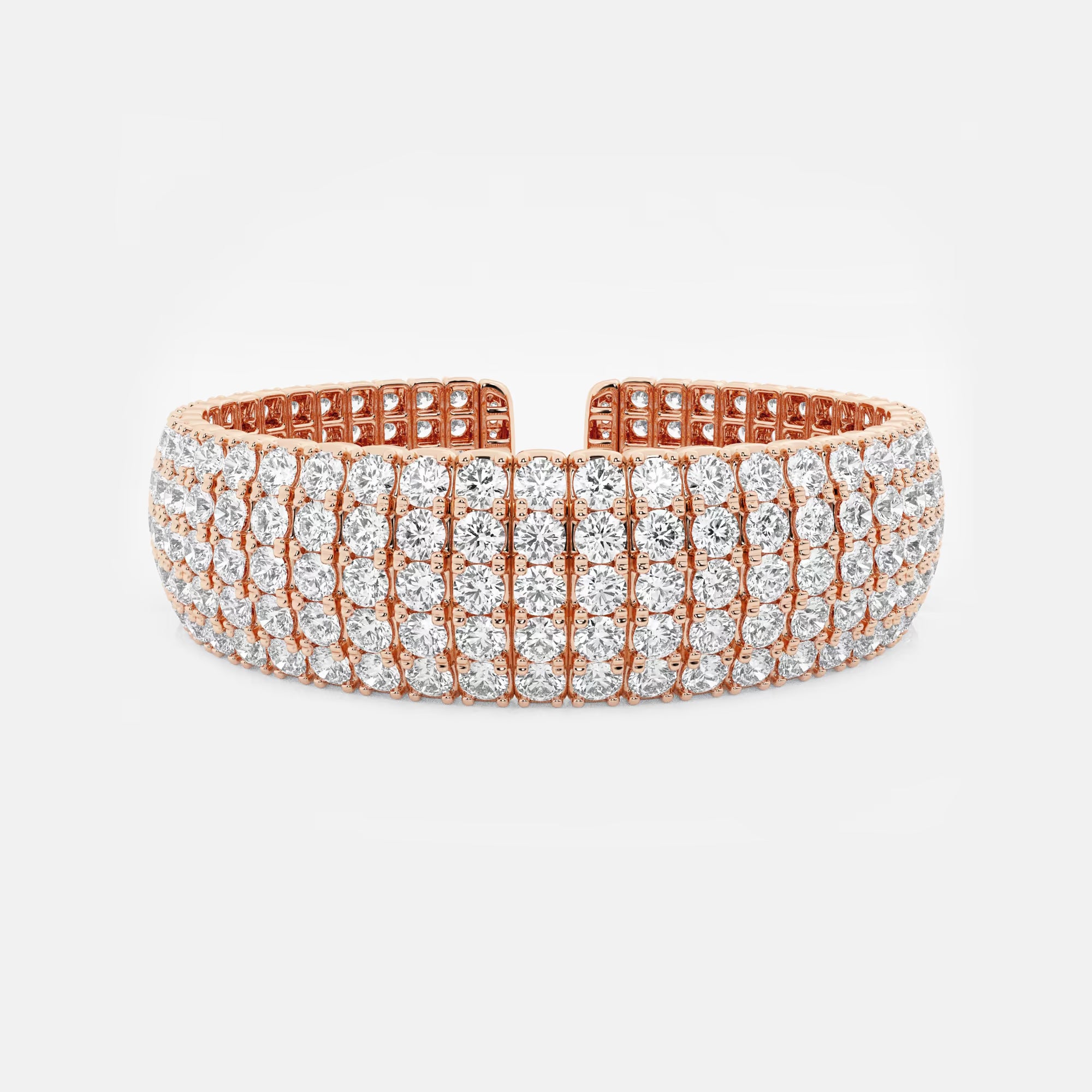 Radiant Luxe Round Lab Grown Diamond Multi-Row Flex Cuff Bracelet