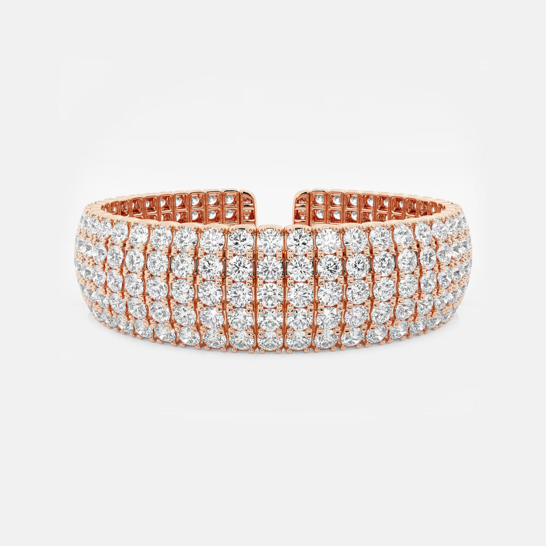 Radiant Luxe Round Lab Grown Diamond Multi-Row Flex Cuff Bracelet