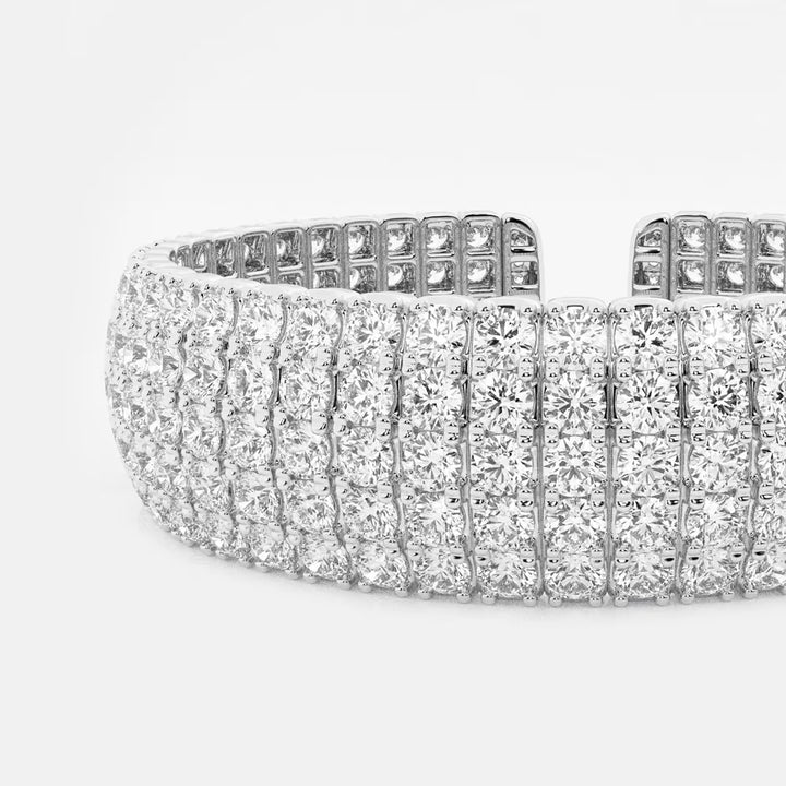 Radiant Luxe Round Lab Grown Diamond Multi-Row Flex Cuff Bracelet