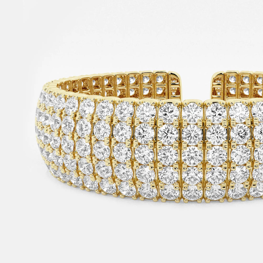 Radiant Luxe Round Lab Grown Diamond Multi-Row Flex Cuff Bracelet