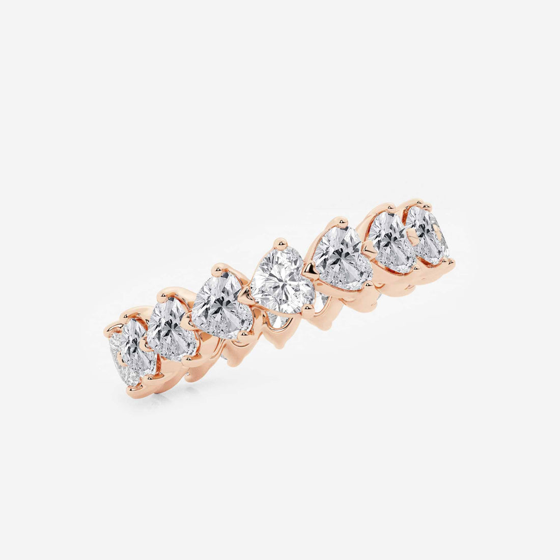 Elegant Floating Heart Shape Lab Grown Diamond Eternity Band in Solid Gold