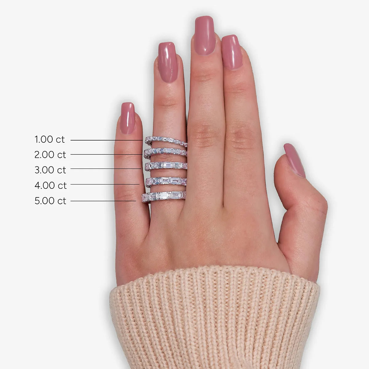 Horizelle East-West Emerald Lab-Grown Diamond Eternity Band