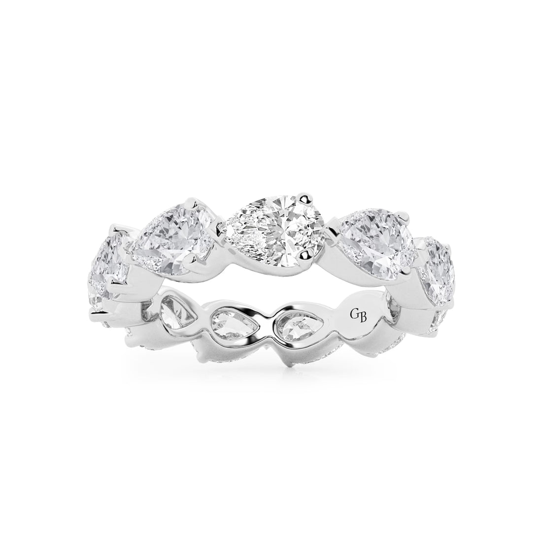 East West Floating Pear Lab Grown Diamond Eternity Band in Solid Gold