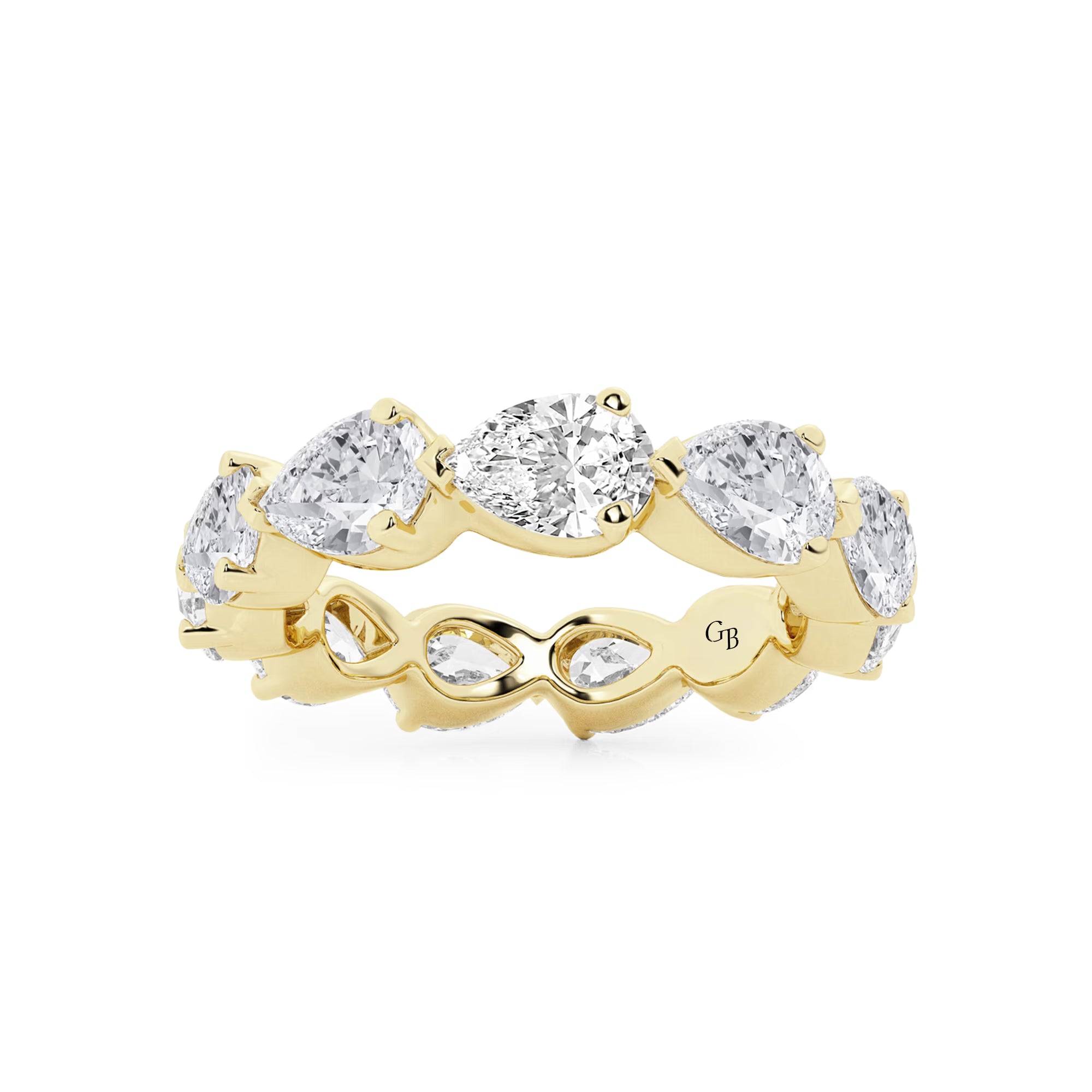 East West Floating Pear Lab Grown Diamond Eternity Band in Solid Gold