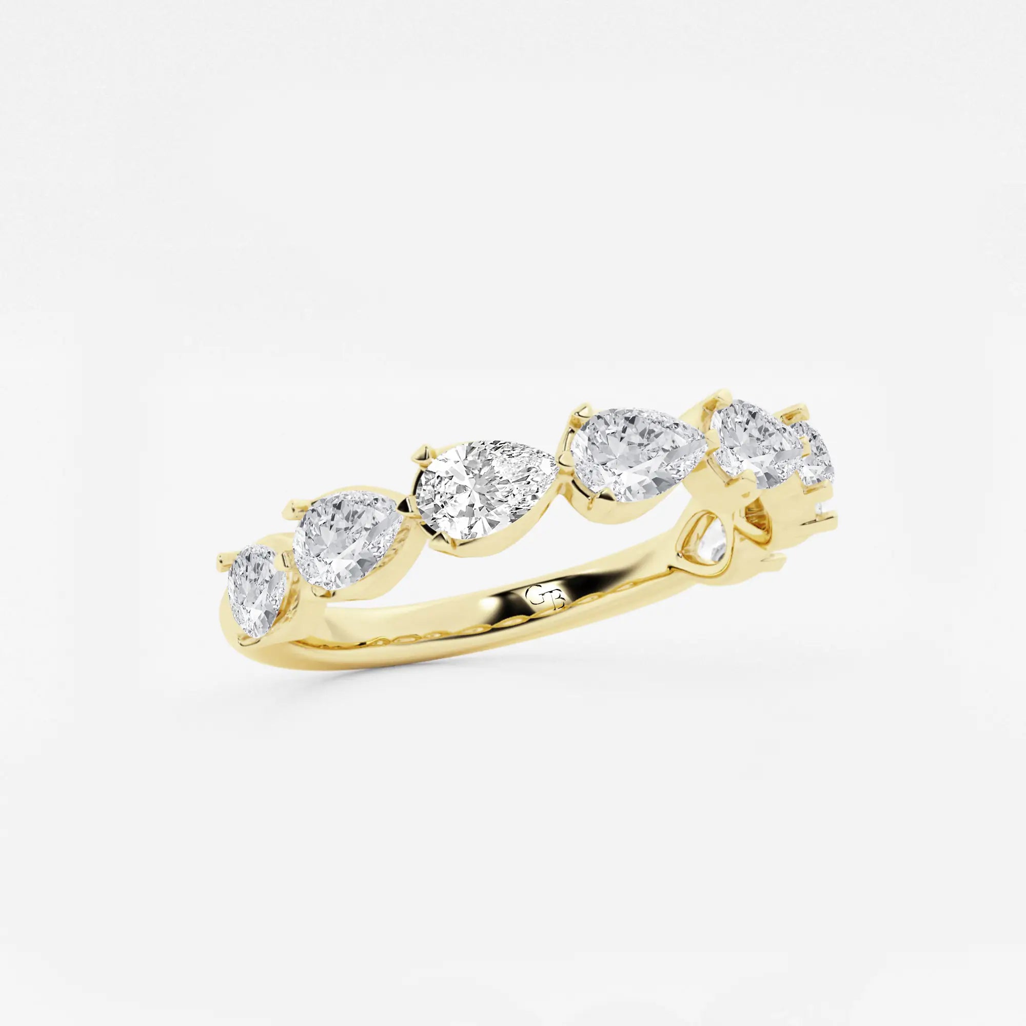 Pear Shape Lab Grown Diamond East West Floating Anniversary Band