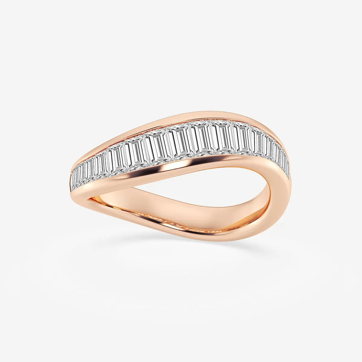 Arcélia Baguette Lab-Grown Diamond Curved Stackable Ring