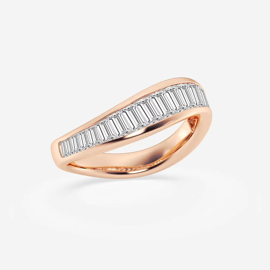 Curvella Baguette Lab-Grown Diamond Curved Stackable Ring