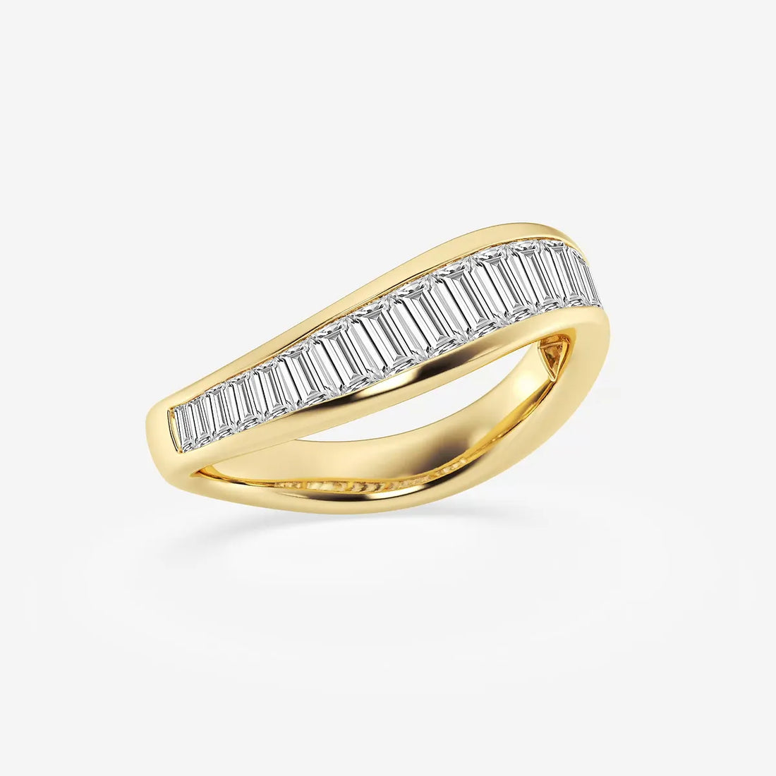Arcélia Baguette Lab-Grown Diamond Curved Stackable Ring