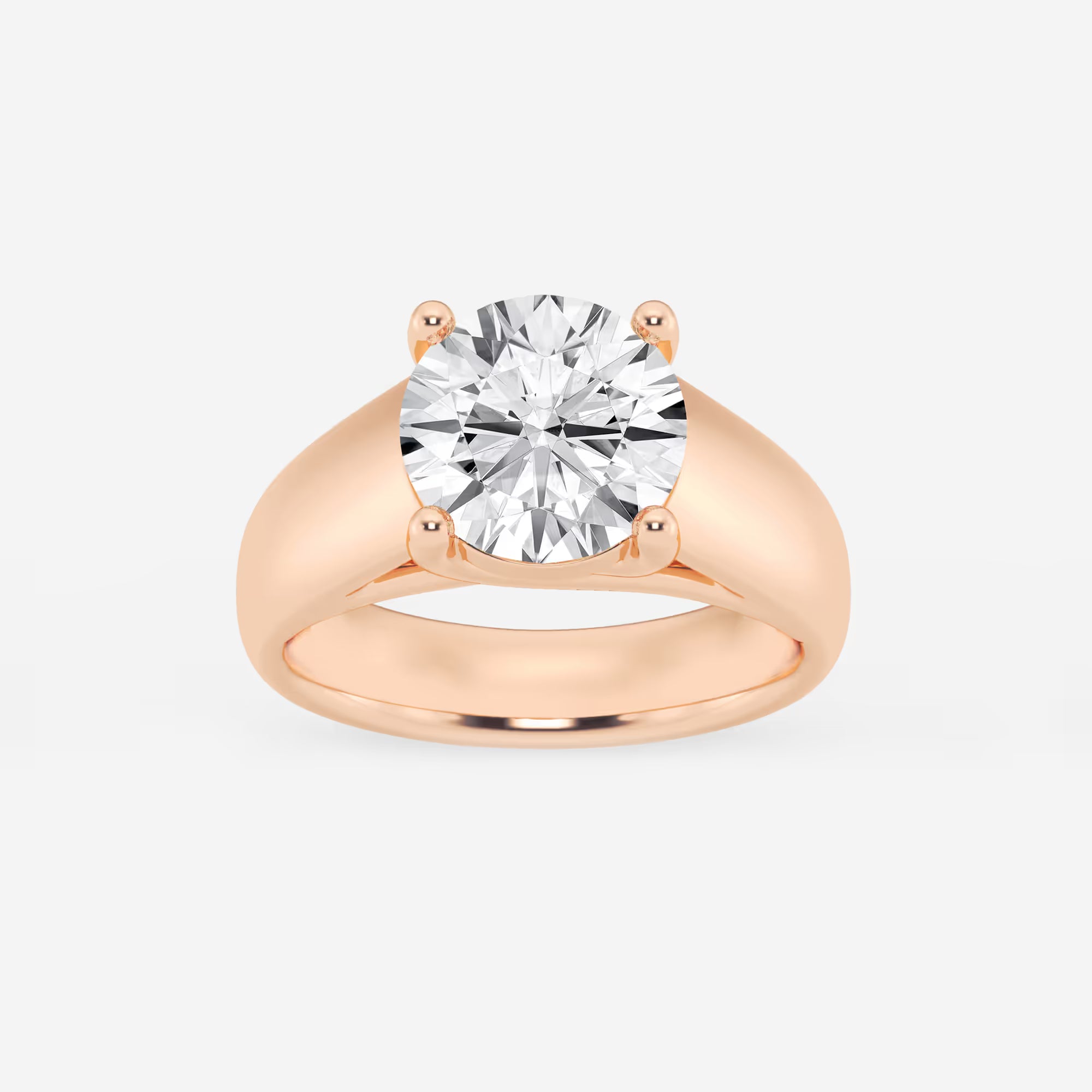 Bold Tapered Solitaire Engagement Ring in White Gold with Round Brilliant Center Stone
