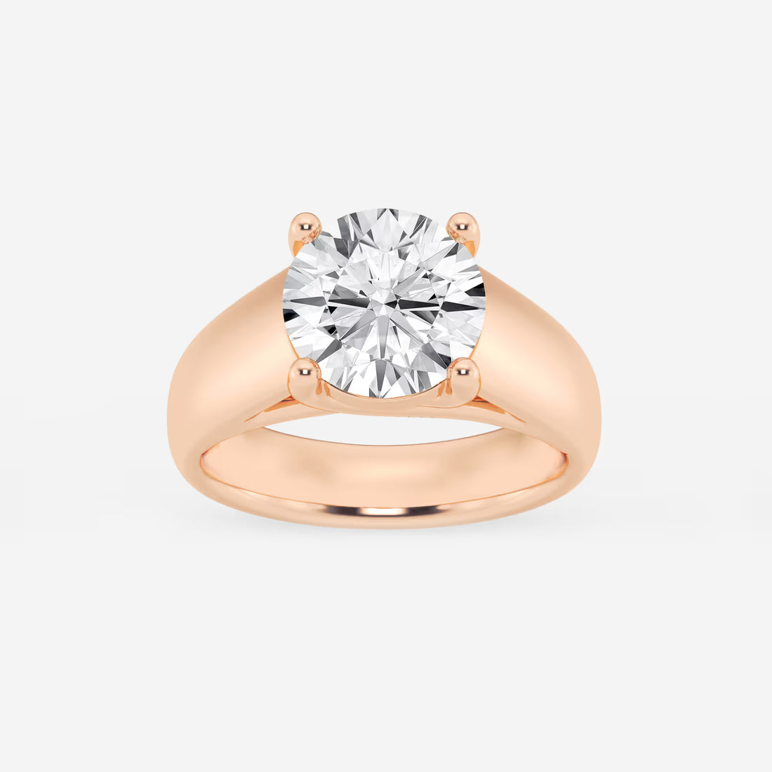 Bold Tapered Solitaire Engagement Ring in White Gold with Round Brilliant Center Stone