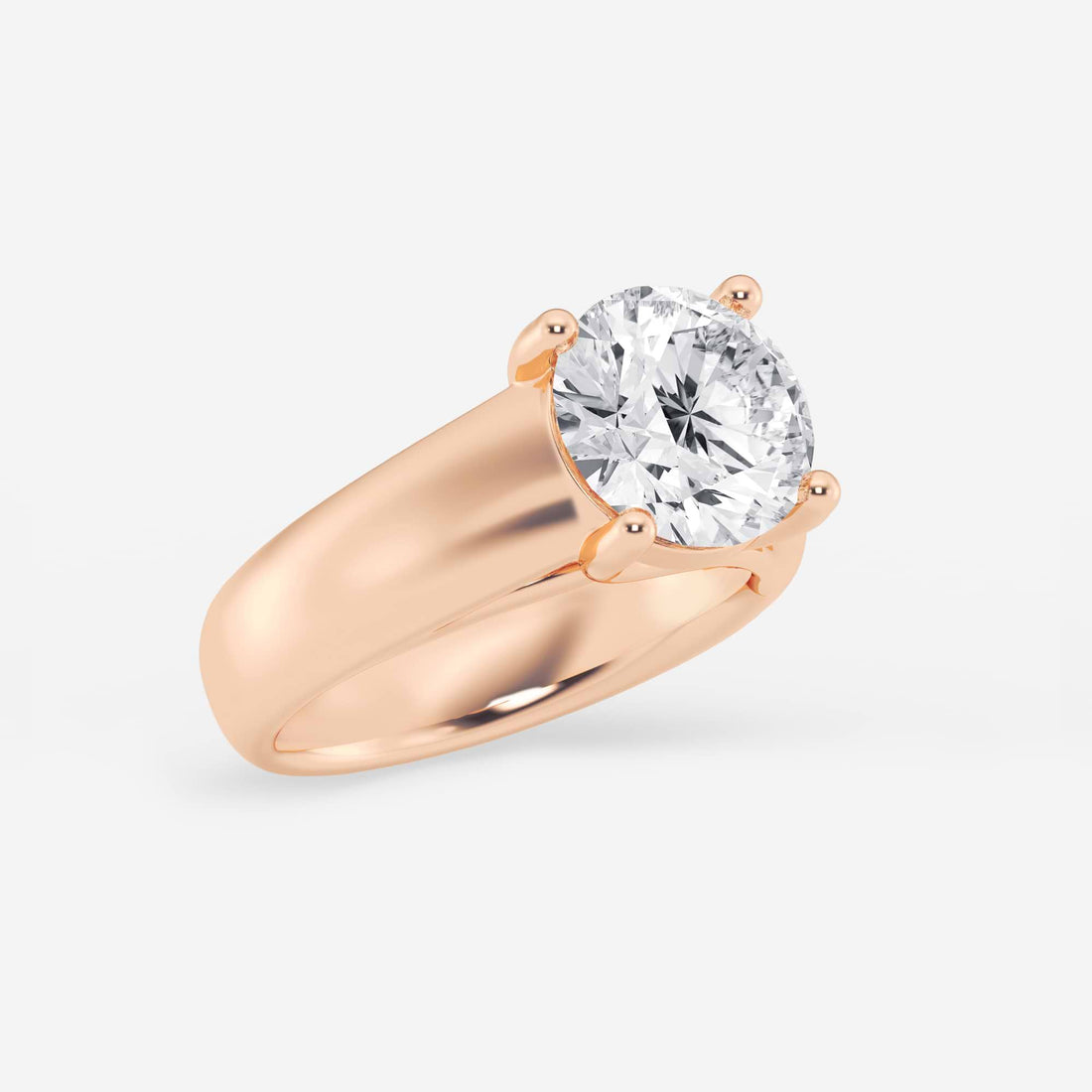Bold Tapered Solitaire Engagement Ring in White Gold with Round Brilliant Center Stone