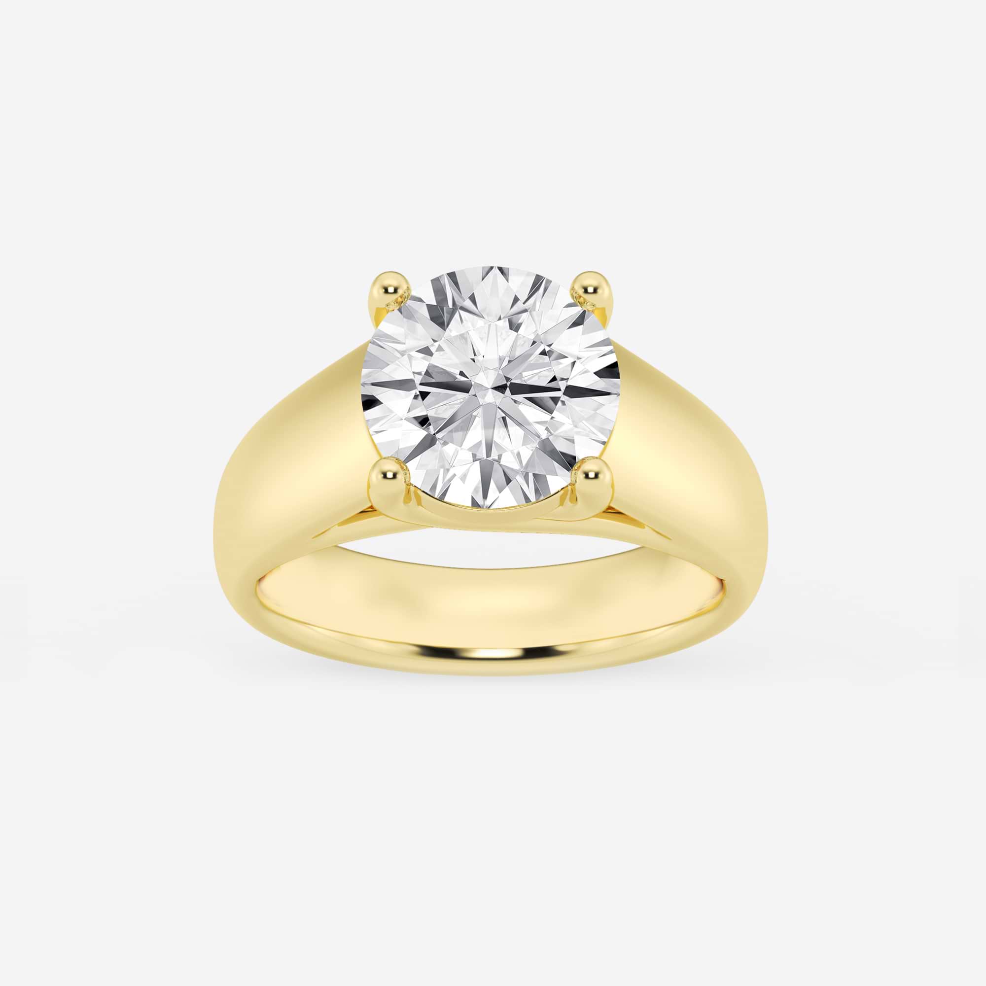 Bold Tapered Solitaire Engagement Ring in White Gold with Round Brilliant Center Stone