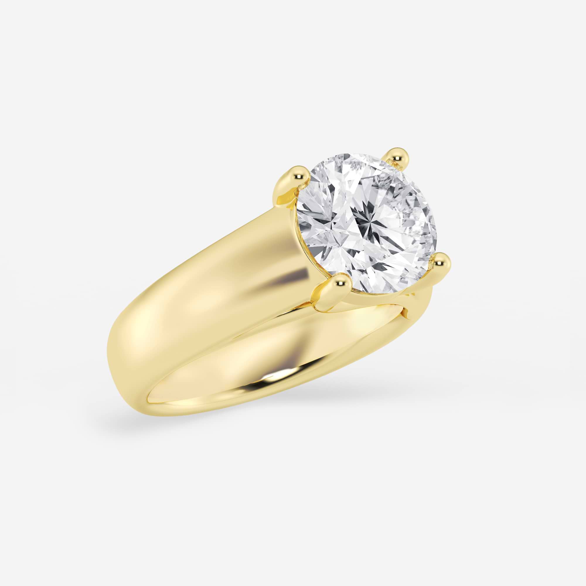 Bold Tapered Solitaire Engagement Ring in White Gold with Round Brilliant Center Stone