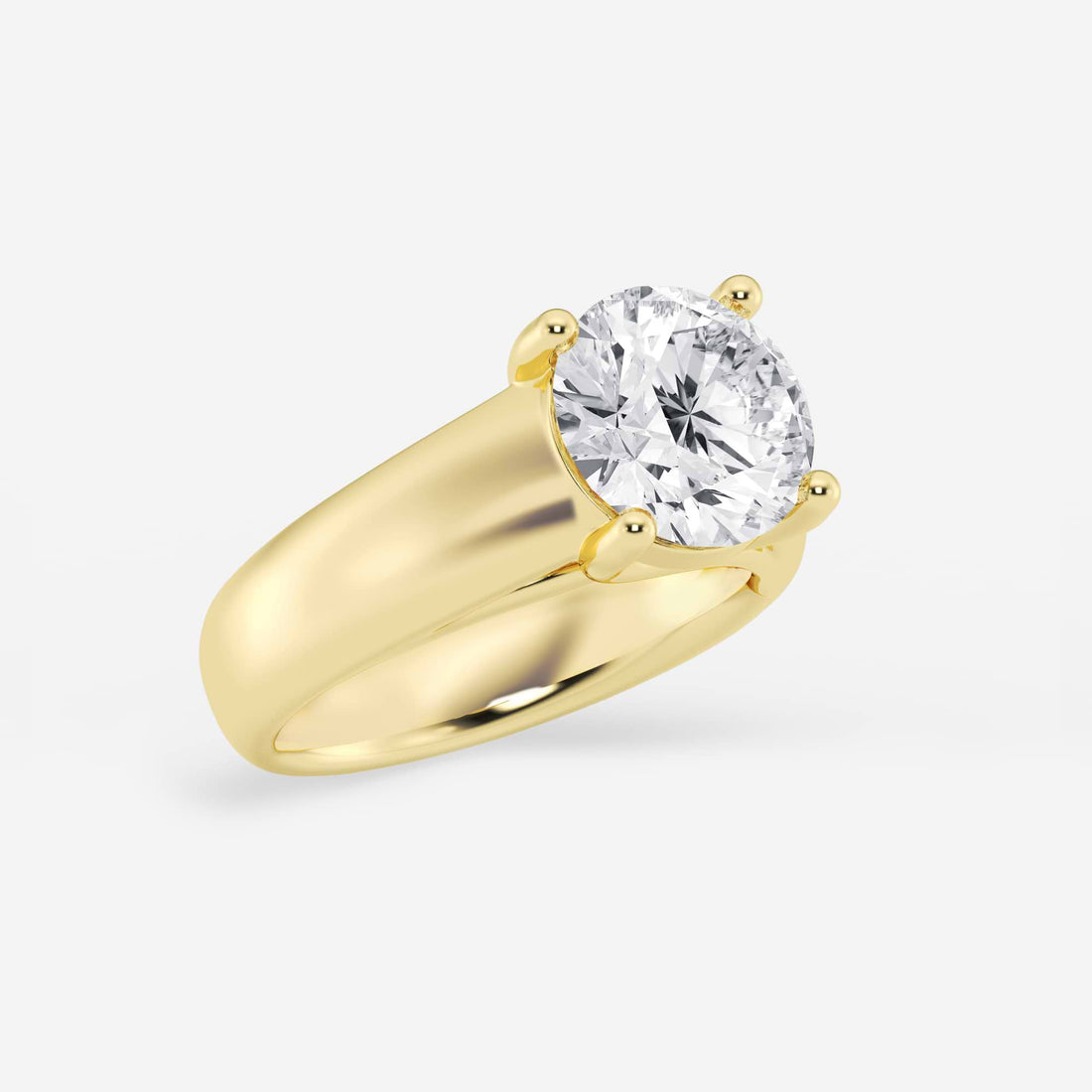 Bold Tapered Solitaire Engagement Ring in White Gold with Round Brilliant Center Stone