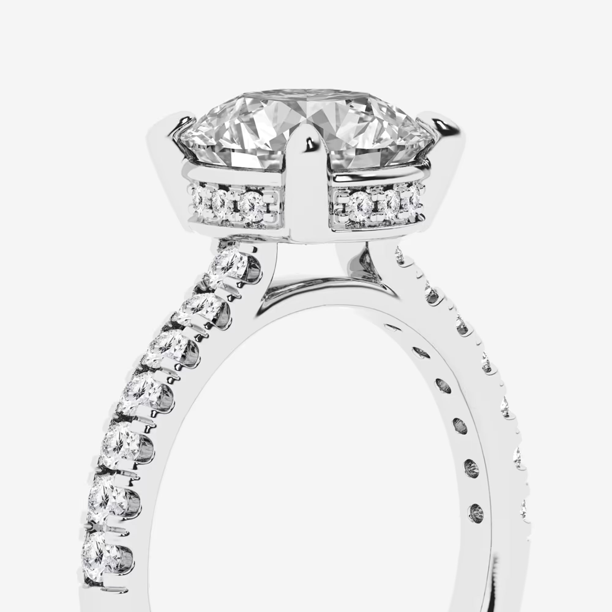 Matching 3.75 Carat Lab Diamond Engagement Ring and Wedding Band Set with Secret Halo