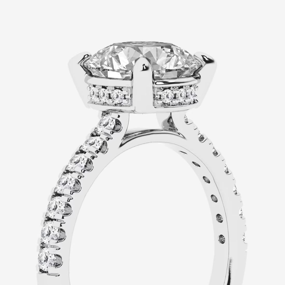 Matching 3.75 Carat Lab Diamond Engagement Ring and Wedding Band Set with Secret Halo