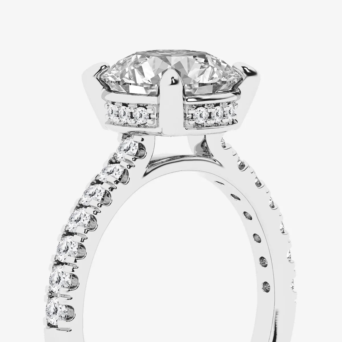 Matching 3.75 Carat Lab Diamond Engagement Ring and Wedding Band Set with Secret Halo