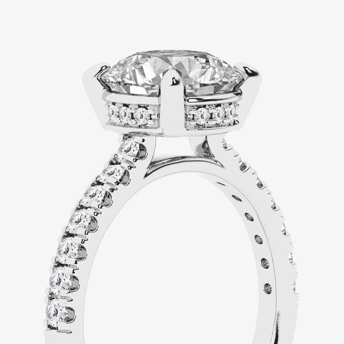 Matching 3.75 Carat Lab Diamond Engagement Ring and Wedding Band Set with Secret Halo