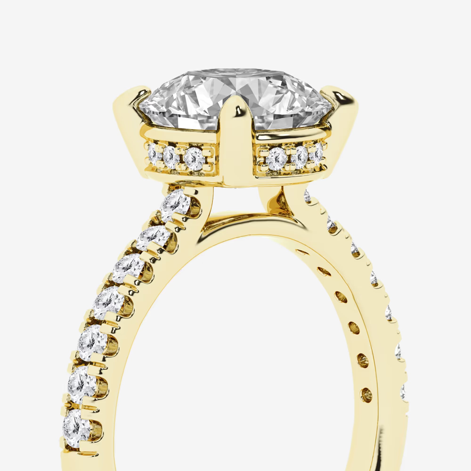 Matching 3.75 Carat Lab Diamond Engagement Ring and Wedding Band Set with Secret Halo