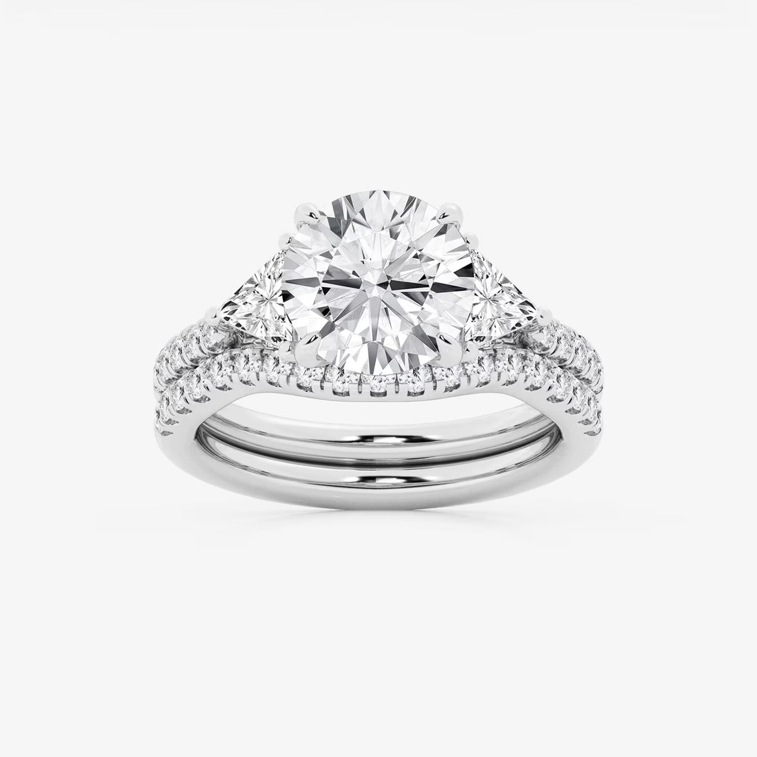 Round Cut Lab Grown Diamond Hidden Halo Engagement Ring