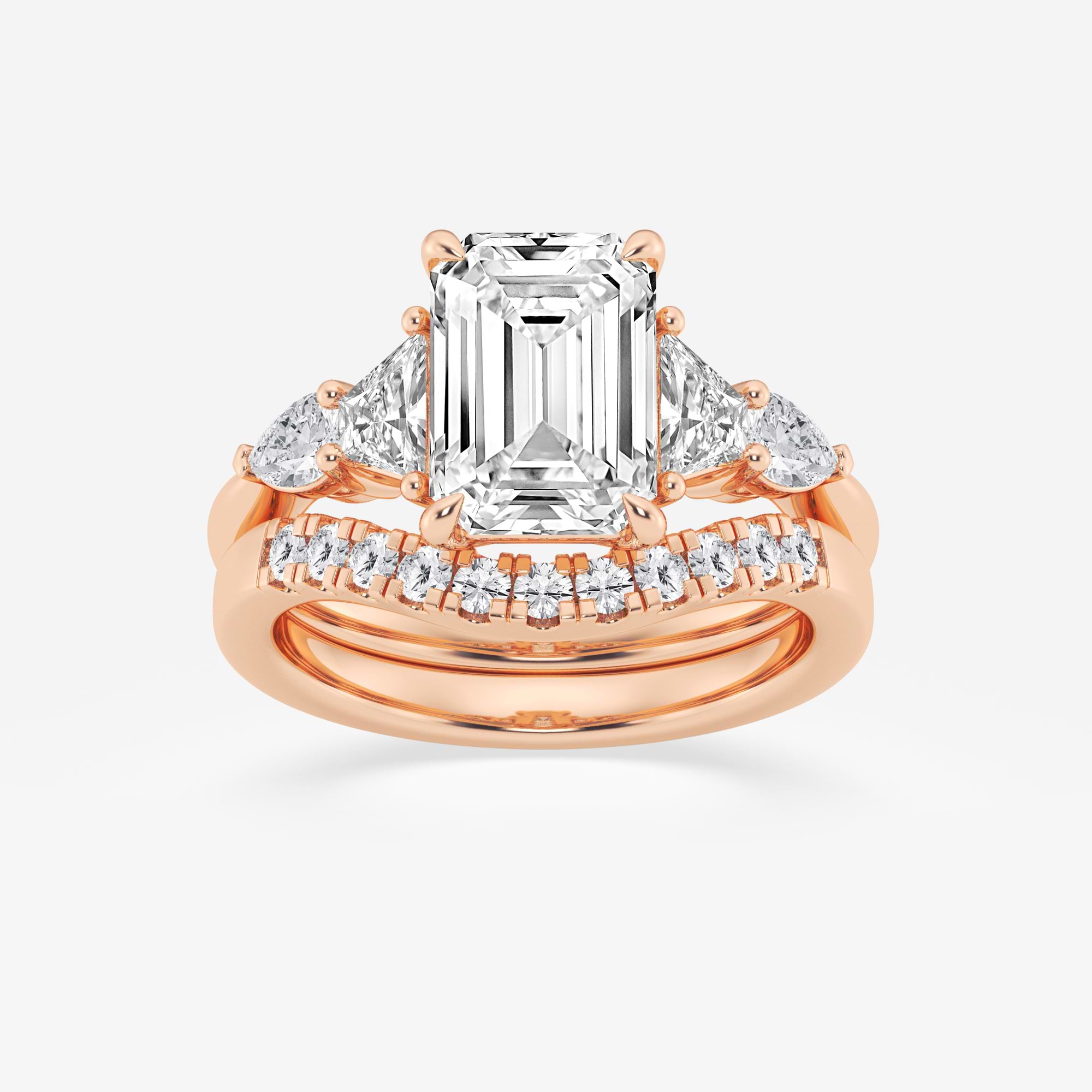 Emerald Cut Lab Diamond Bridal Set