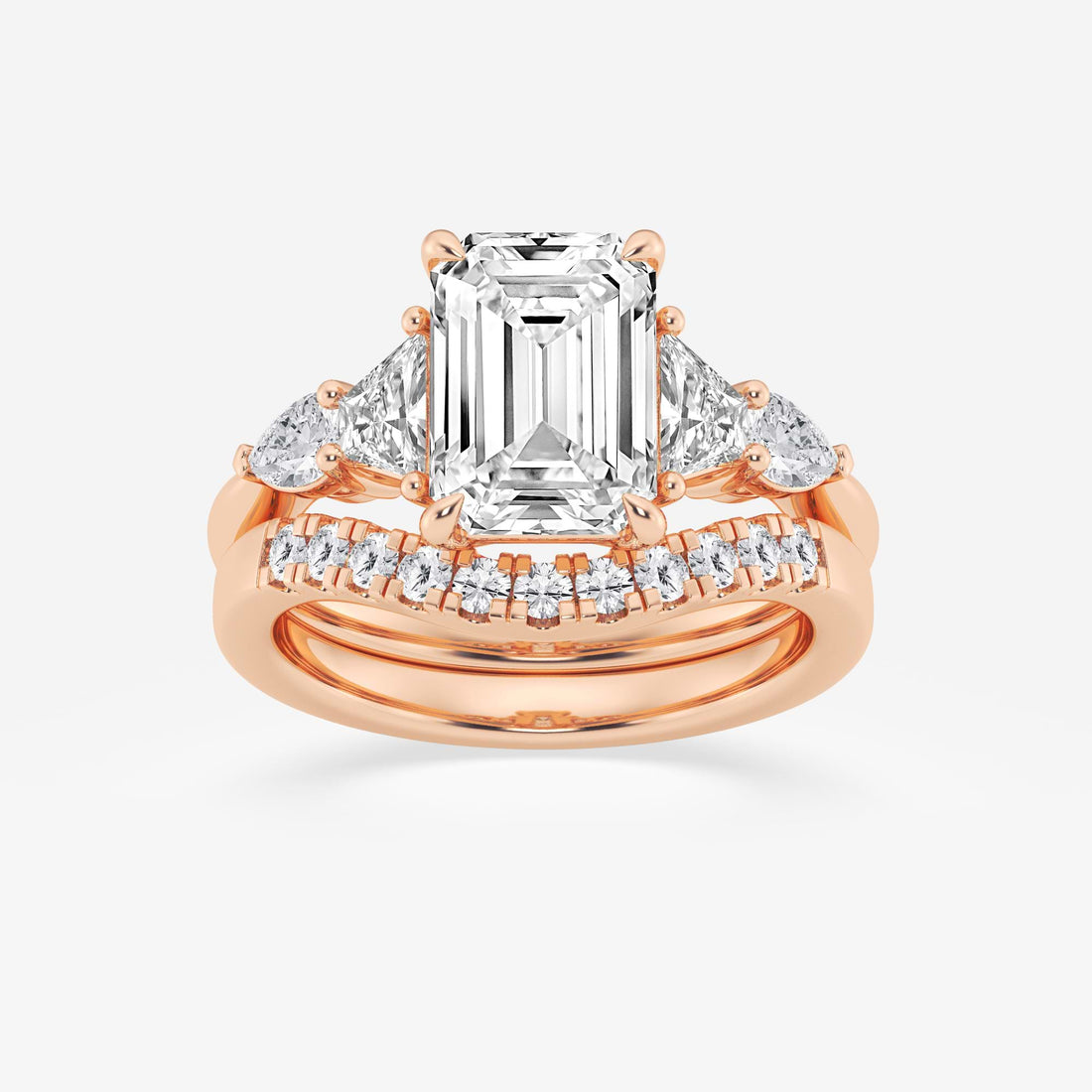 Emerald Cut Lab Diamond Bridal Set