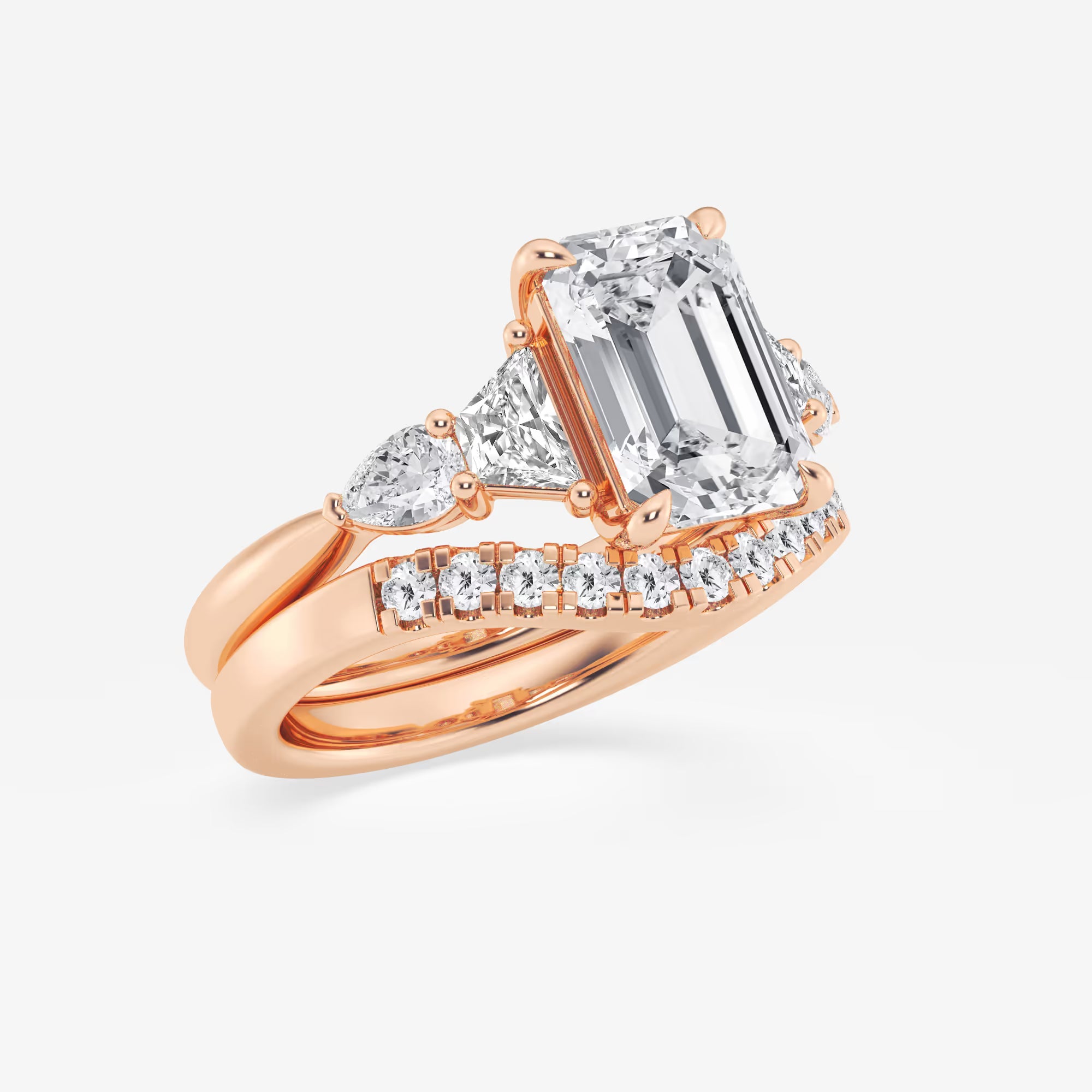 Emerald Cut Lab Diamond Bridal Set