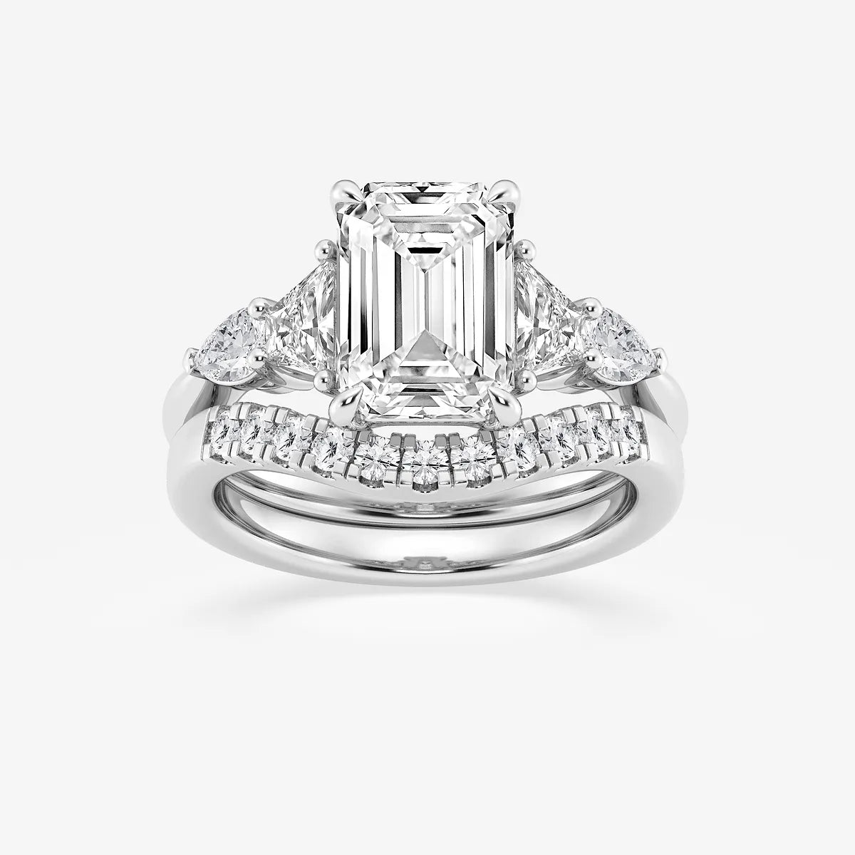 Emerald Cut Lab Diamond Bridal Set