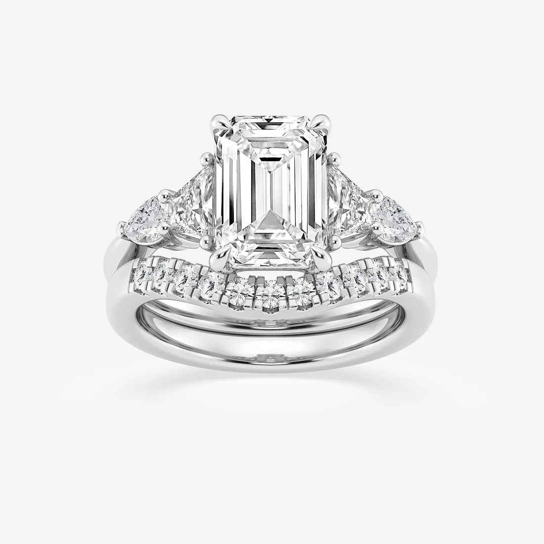 Emerald Cut Lab Diamond Bridal Set