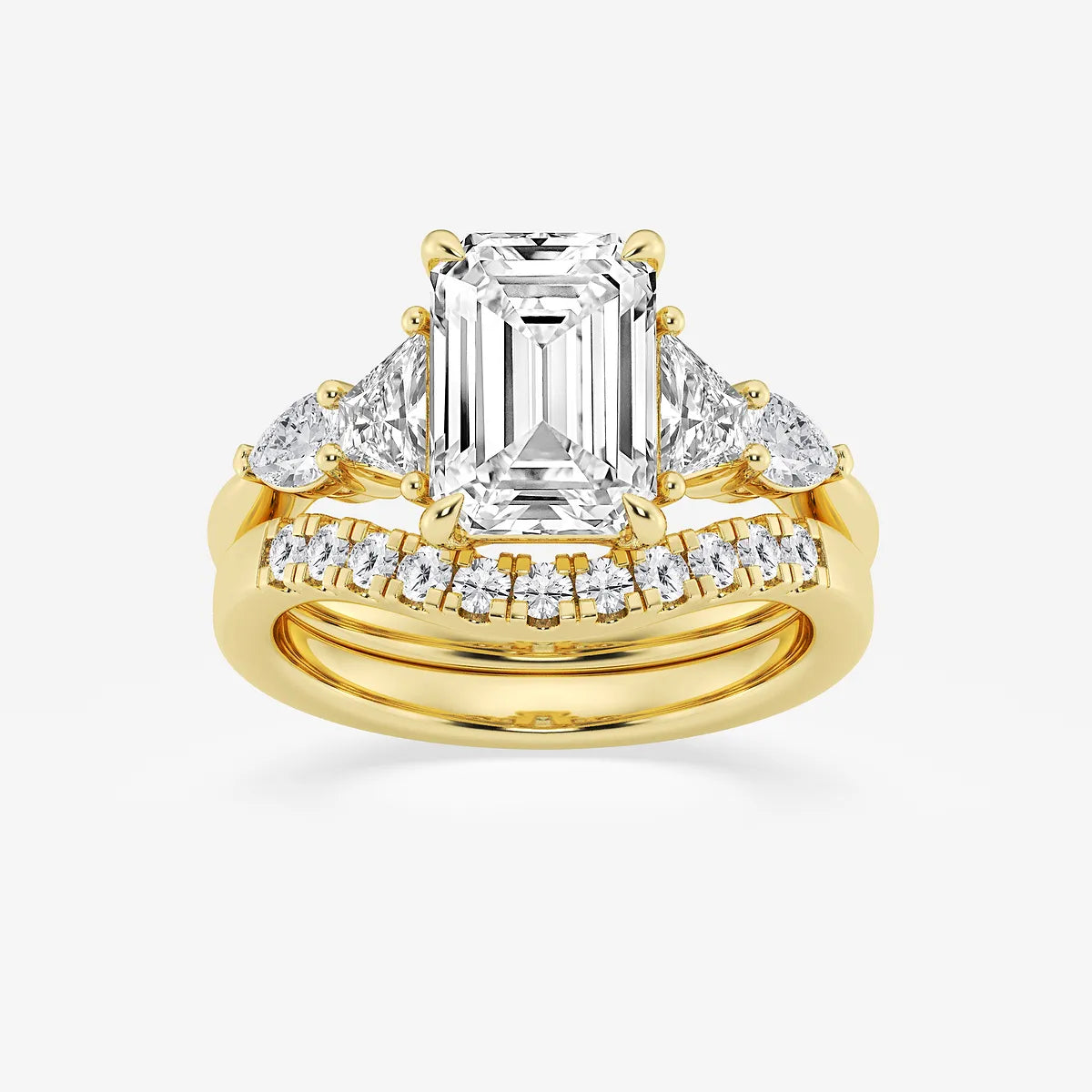 Emerald Cut Lab Diamond Bridal Set