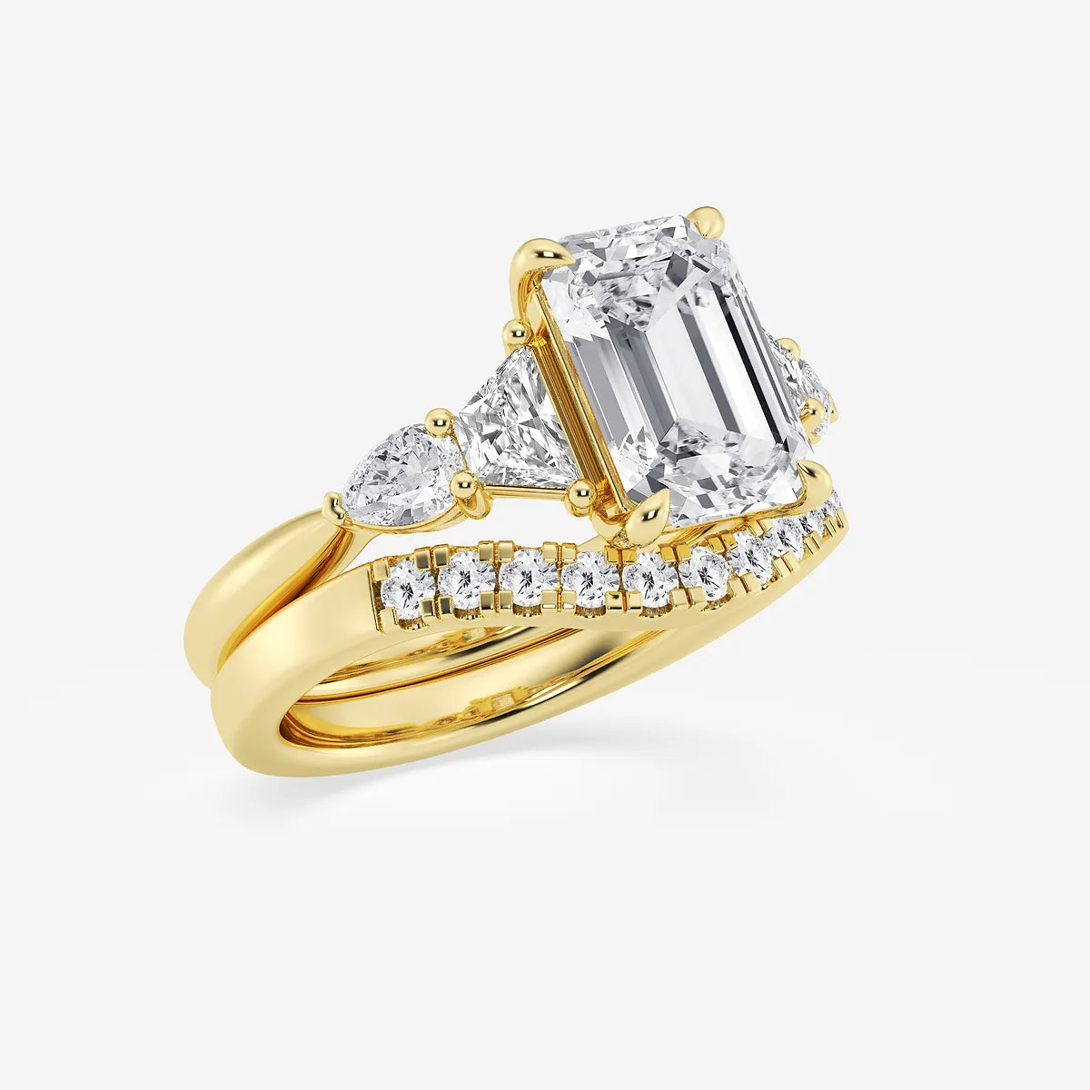 Emerald Cut Lab Diamond Bridal Set