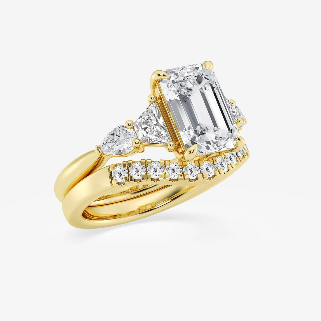 Emerald Cut Lab Diamond Bridal Set